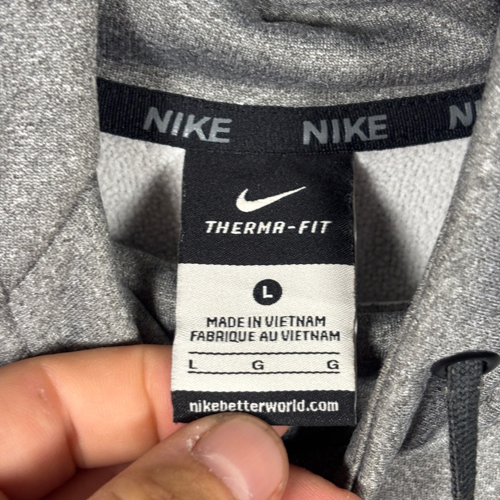 Nike Hoodie Mens L Gray Therma-FIT Camo Swoosh Pullover Athletic Raglan Top - Picture 4 of 9